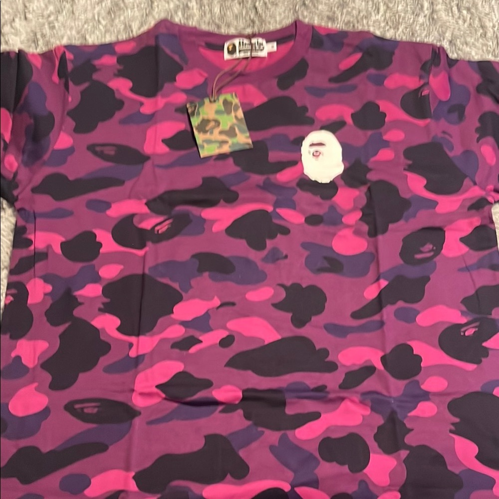 Pink and Purple Camouflage A Bathing Ape T-Shirt size large and brand new.